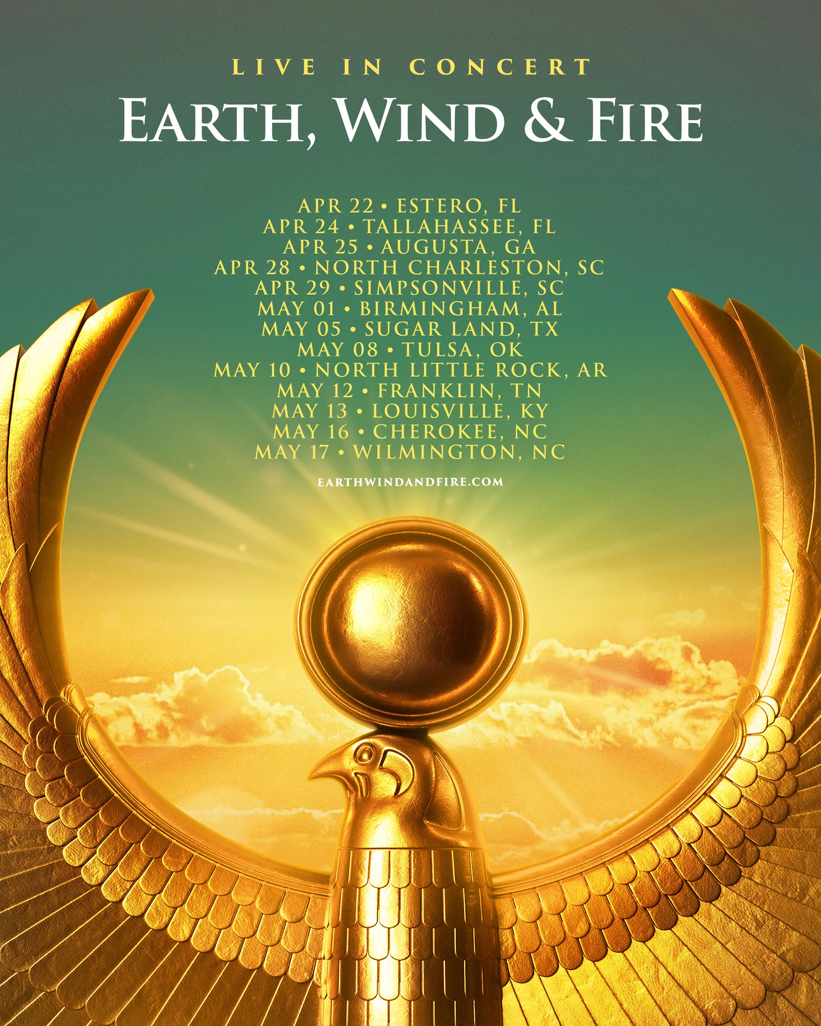 Earth, Wind Fire Tour Poster 2026